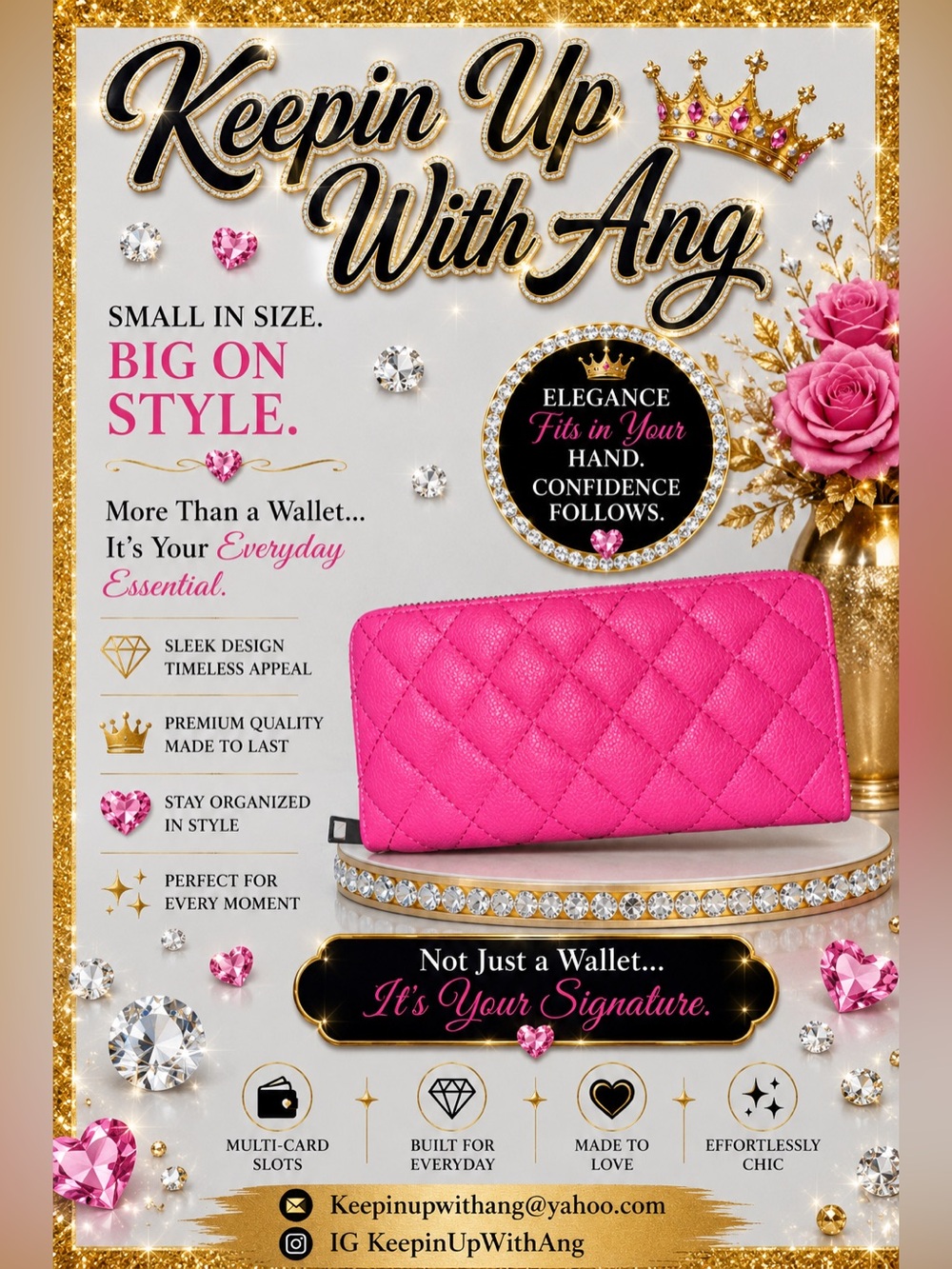 Quilted Zip-Around Wallet - Pink